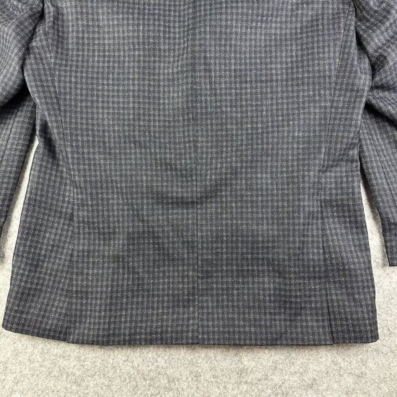 Baroni Blazer Mens 38R Blue Silk Wool Mini Plaid Check Sport Coat Woven in Italy - Picture 6 of 14